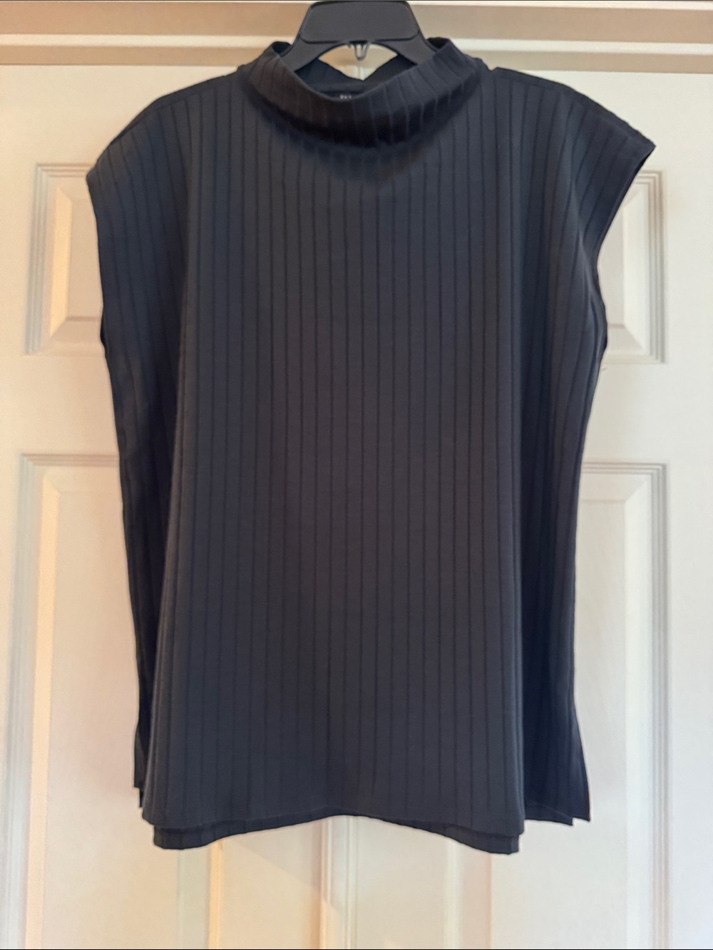 Eileen Fisher Washable Stretch Rib Funnel Neck Square Top, Size XL, Color Navy